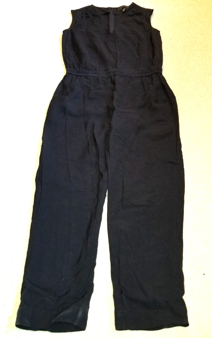 Womens Jumpsuit-J. CREW-black 'Drapey Oxford Crepe' minimalist Classic-4